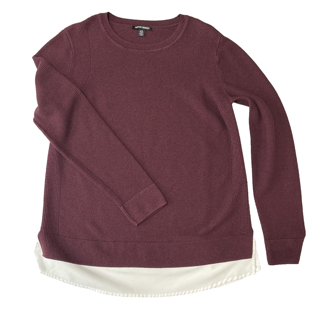 Hilary Radley Crewneck Long Sleeve Layered Look Sweater Womens L Preppy Academia